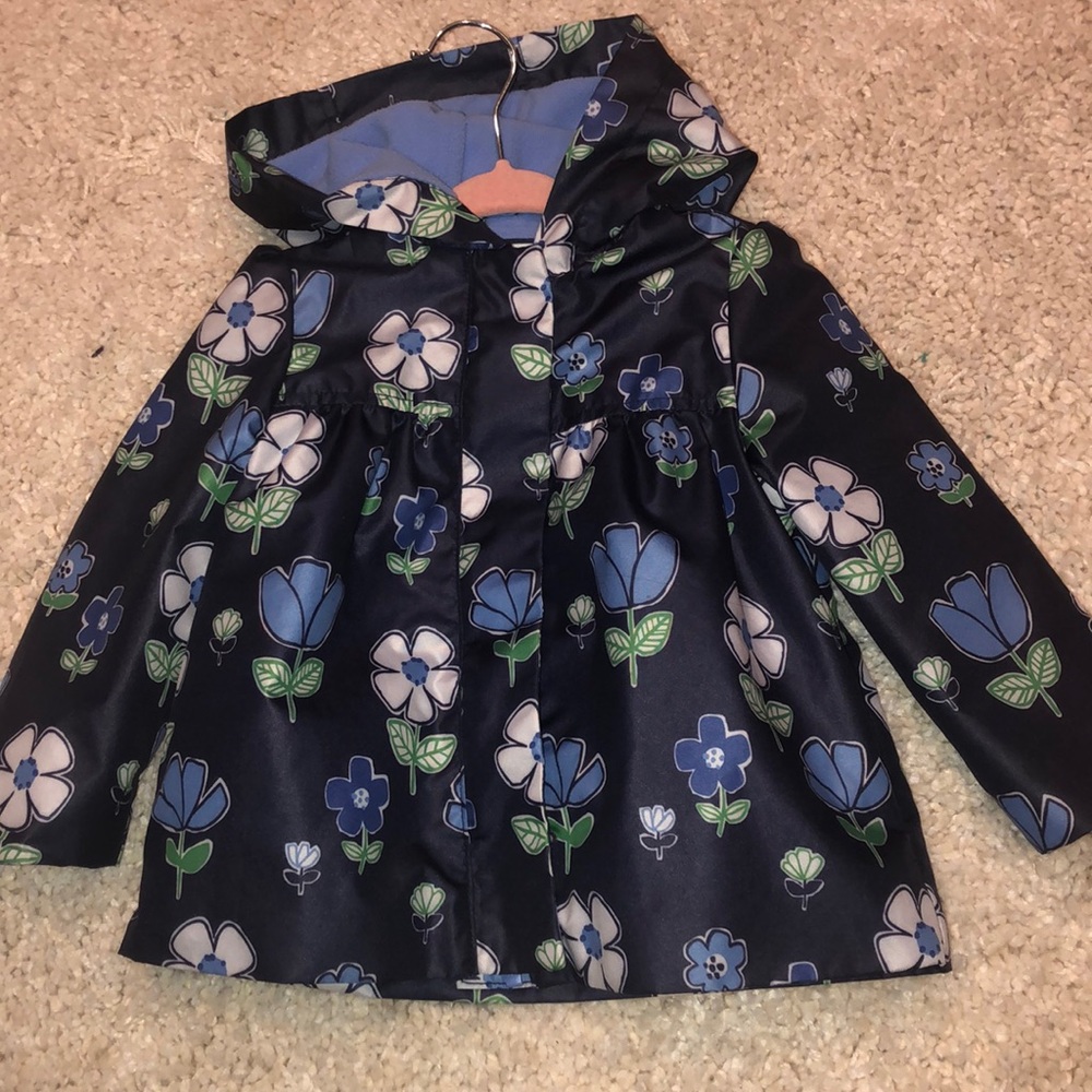 Gymboree Girls Blue Floral Raincoat 12-24 months.
